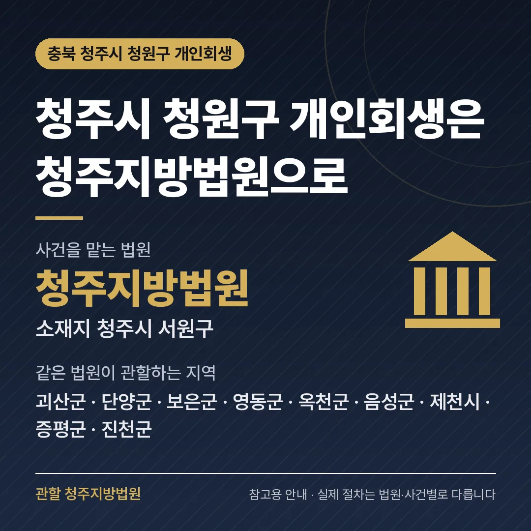 충북 청주시 청원구 개인회생 관할 법원 — 청주지방법원